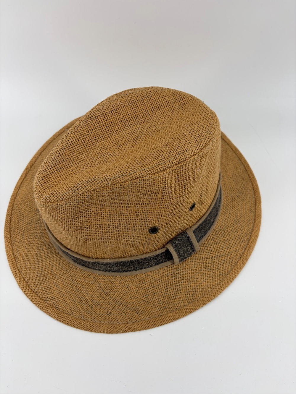 Dorfman Pacific "Scala Classica" 100% Hemp Safari Hat Leather Trim ~ Men’s Large
